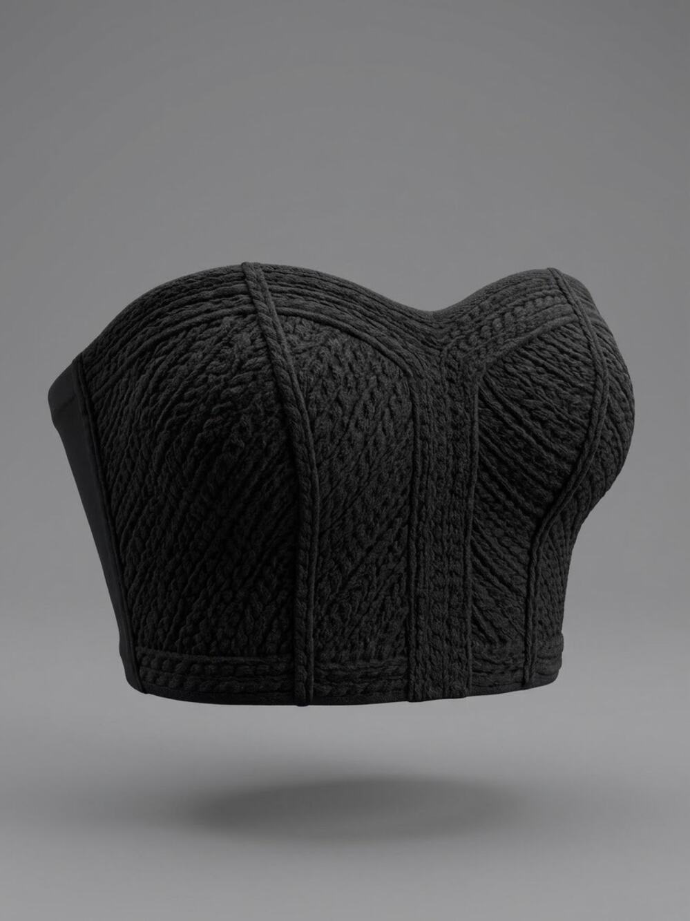 H&M Strapless Cable-Knit Bustier Corset Top 4 Black CoquetteGirl Baddie Crochet